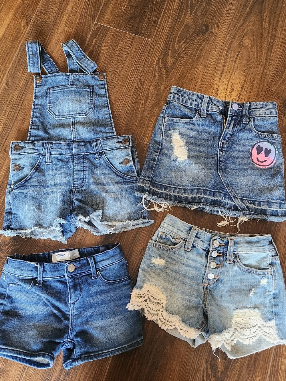 Girls' Distressed Denim Shorts & Skirt Set - Light Blue